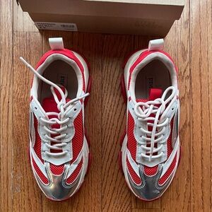 Steve Madden Red and Silver Athletic Shoes